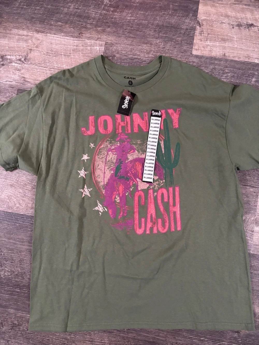 Spencer's Olive Green Tee with Pink Graphic - Picture 1 of 3